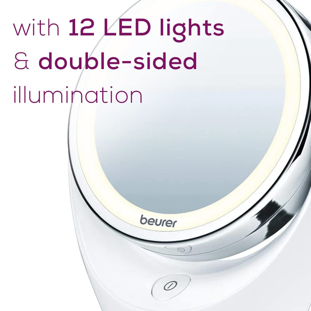 Beurer 5x Magnifying Double-Sided Cosmetic Vanity Makeup Mirror Illuminated | LED Lights | 360° Degree Swivel Rotation| Cordless | BS49 Beauty & Personal Care Beurer