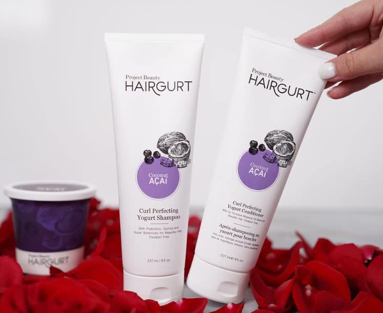 Hairgurt Coconut Acai Curl Perfecting Hair Set - Shampoo + Conditioner + Mask - Defines & Moisturizes Curly and Wavy Hair - Sulfate-Free, Natural Beauty & Personal Care Hairgurt