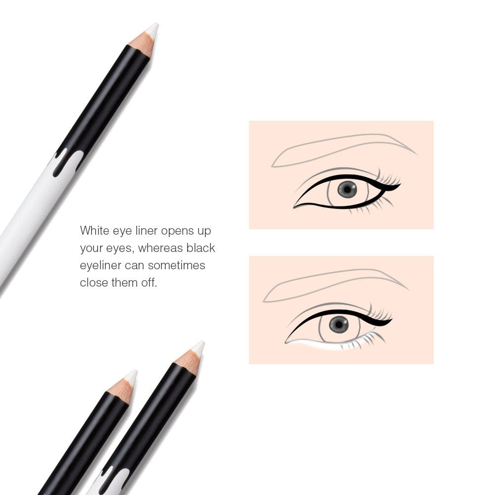 KAIQIKAIXI 6 White Eyeliner Pencils Professional Use as Highlighter, Soft, Waterproof, Long-Lasting Eyeshadow, Eye Brightener,Eye Shadow Pencil, Lip Beauty & Personal Care KAIQIKAIXI