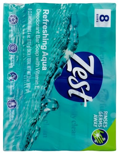 Zest 8-Bar Bath Size Soap, Aqua, 4 Ounce per bar, 8 bars, 32 Ounce Beauty & Personal Care Zest