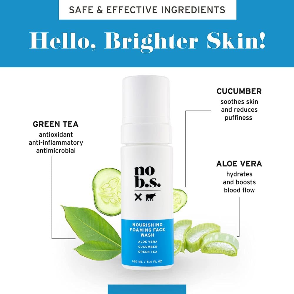 No Bad Stuff - Foaming Cleanser, Natural Face Wash with Cucumber, Green Tea & Aloe Vera, for Oily, Combination, Dry, Normal, Sensitive & Acne Skin Beauty & Personal Care NO B. S. NO BAD STUFF