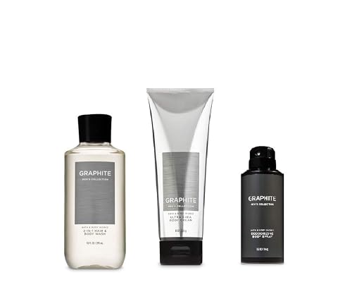 Bath and Body Works Graphite (2019 Edition) 2-in-1 Hair + Body Wash, Ultra Shea Body Cream and Graphite Deodorizing Body Spray Beauty & Personal Care Bath & Body Works