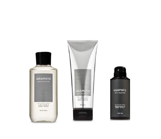 Bath and Body Works Graphite (2019 Edition) 2-in-1 Hair + Body Wash, Ultra Shea Body Cream and Graphite Deodorizing Body Spray Beauty & Personal Care Bath & Body Works