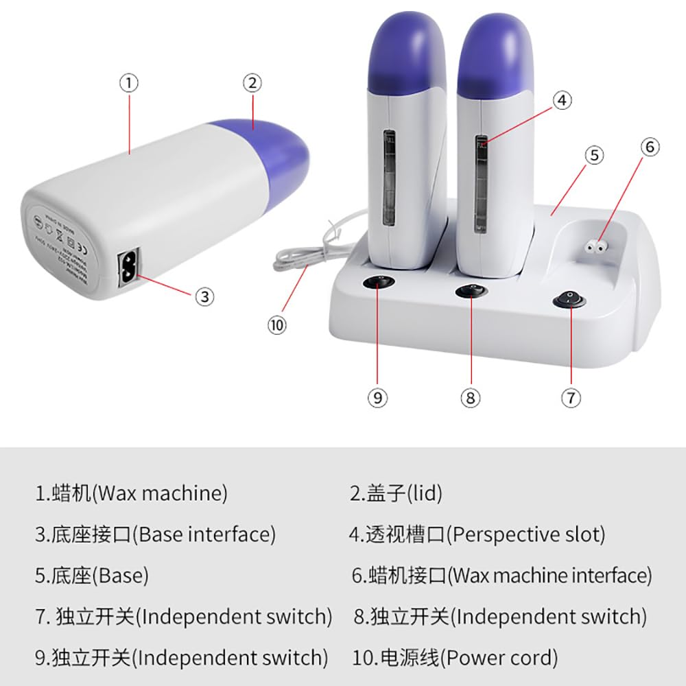 RENJJPBO Wax Heater, Portable Depilatory Machine, Transparent Window, Independent Switch, Removable and Easy to Clean, Used for Hair Removal Nursing Beauty and Personal Care RENJJPBO