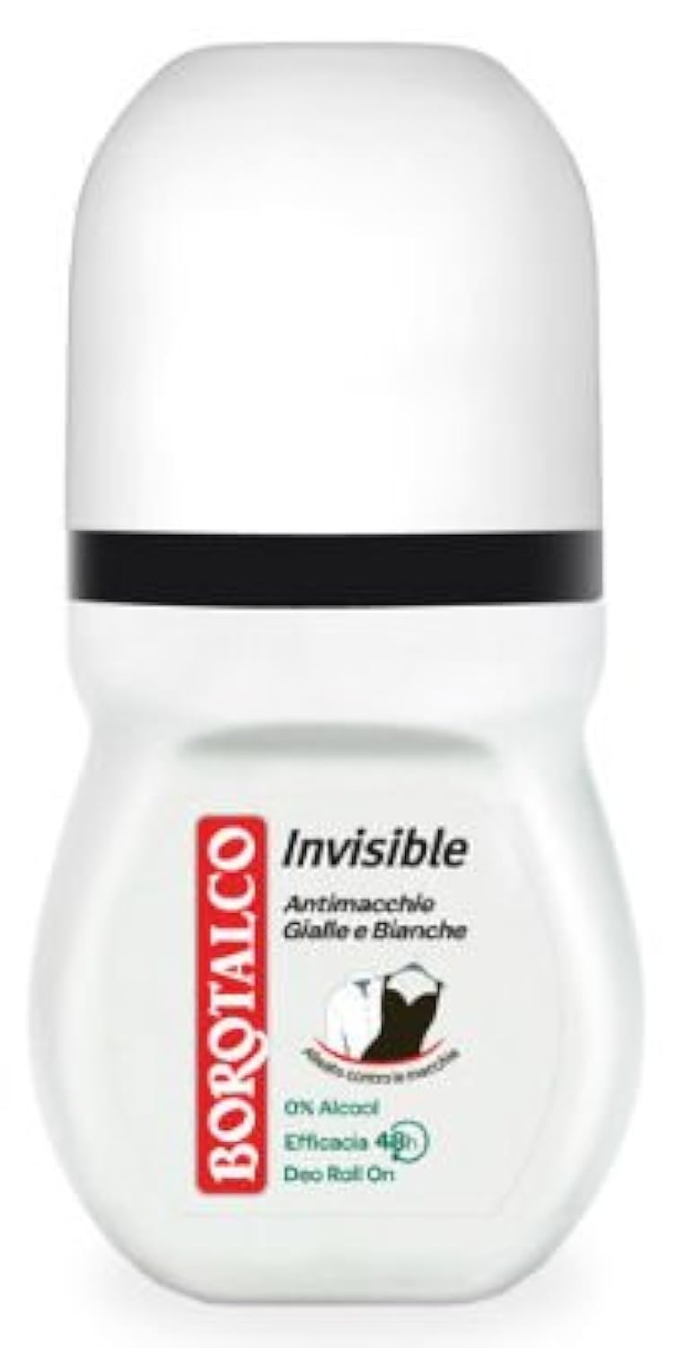 Borotalco:"Invisible" Anti-Stain Deodorant 1.69 Fluid Ounces (50ml) Deo Roll On (Pack of 4) [ Italian Import ] Beauty and Personal Care Borotalco