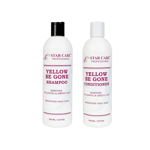 STAR CARE Yellow Be Gone Shampoo & Conditioner Set 12oz Each Clarifying Toning Duo for Blonde Gray Bleached Highlighted Hair Neutralizes Brass Beauty & Personal Care STAR CARE