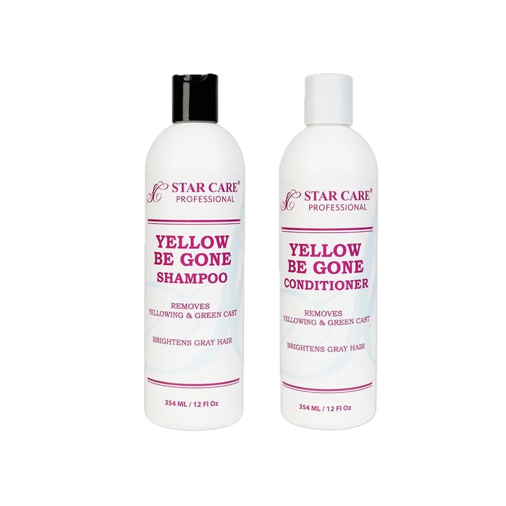 STAR CARE Yellow Be Gone Shampoo & Conditioner Set 12oz Each Clarifying Toning Duo for Blonde Gray Bleached Highlighted Hair Neutralizes Brass Beauty & Personal Care STAR CARE
