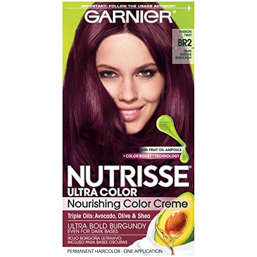 Garnier Nutrisse Ultra Color Nourishing Permanent Hair Color Cream, BR2 Dark Intense Burgundy (1 Kit) Red Hair Dye (Packaging May Vary), 1 Count Beauty & Personal Care Garnier