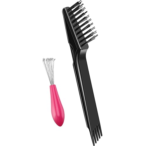 Boao 2 Pieces Hair Brush Cleaning Tool Comb Set Mini Hair Brush Dirt Remover with Metal Wire Rake for Removing Hair Dust Home and Salon Use(Pink Beauty & Personal Care Boao