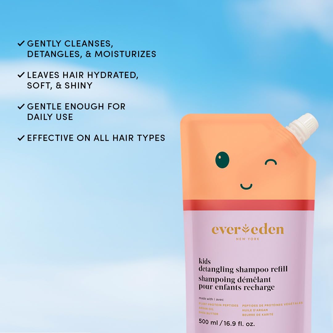 Evereden Kids Shampoo & Conditioner Refills | Dermatologist-Tested, EWG Verified, No Silicones | Detangling Haircare with Plant Protein Peptides Beauty & Personal Care Evereden