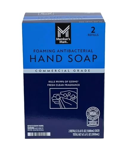 Member's Mark Antibacterial Foaming Hand Soap Refill, Fresh Scent Germ-Killing Formula, Moisturizing Daily Hand Wash, 33.8 fl oz, 2 Pack (67.6 fl oz Beauty & Personal Care MEMBER´S MARK