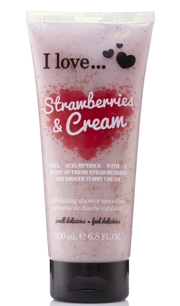 I Love Strawberries and Cream Exfoliating Shower Smoothie - Exfoliating Body Scrub and Body Wash - Cleanse and Soften Skin - Strawberry Scent - 6.8 oz Beauty & Personal Care I LOVE