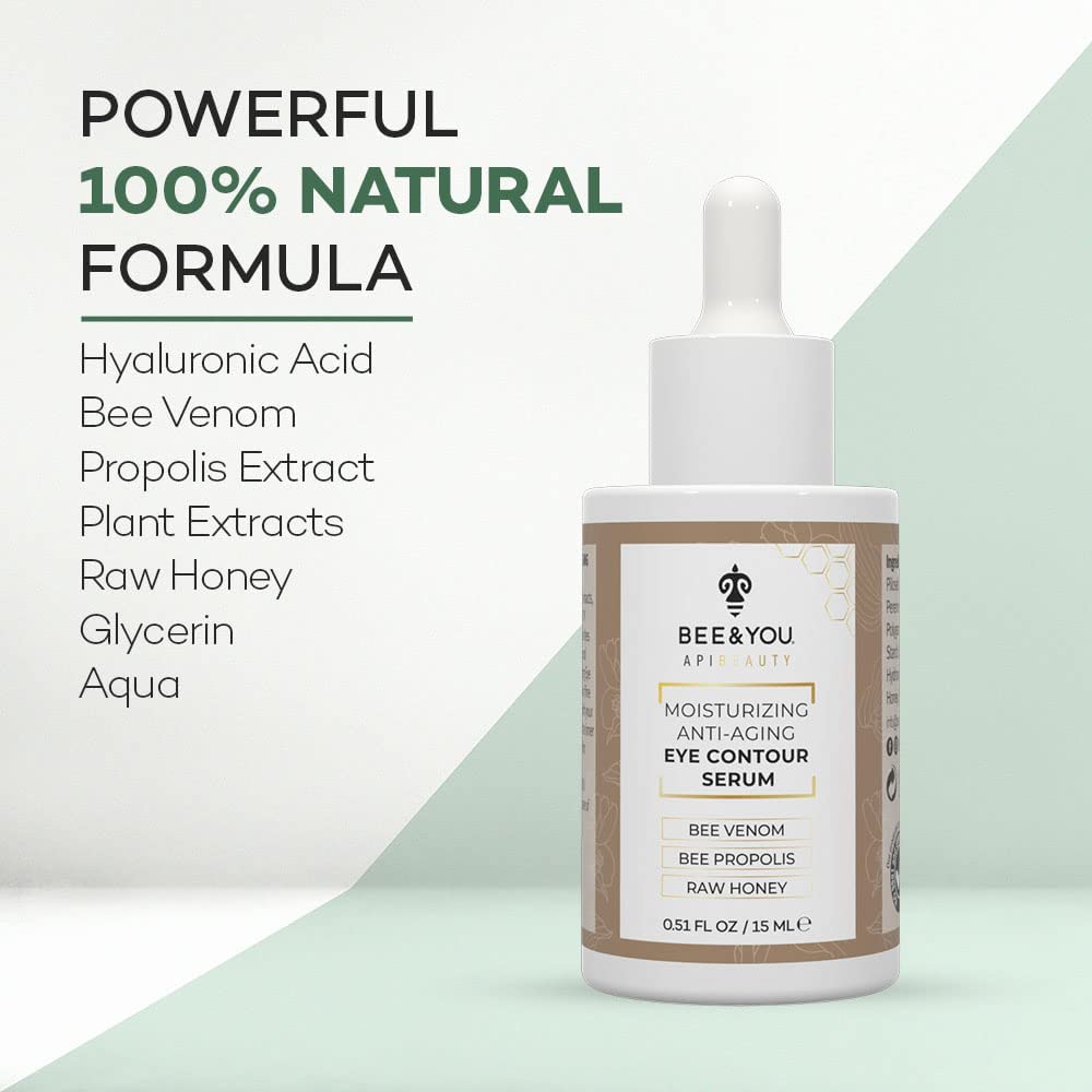 BEE and YOU Eye Serum, Anti Aging, Anti Wrinkle Serum 100% Natural with Bee Venom, Propolis Extract, Raw Honey, Hyaluronic Acid, For Dark Circles Beauty & Personal Care BEE & YOU