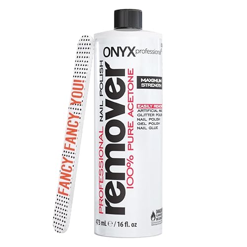 Onyx Professional 100% Pure Acetone Nail Polish Remover Kit with 7 inch Nail File, 16 fl oz - Made in USA, Maximum-Strength Gel Polish Remover Beauty & Personal Care Onyx Professional