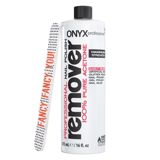 Onyx Professional 100% Pure Acetone Nail Polish Remover Kit with 7 inch Nail File, 16 fl oz - Made in USA, Maximum-Strength Gel Polish Remover Beauty & Personal Care Onyx Professional