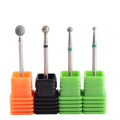 MZCMSL 4PCS Cuticle Clean Drill Bit Diamond Nail Bit Ball Head Stone File Manicure Pedicure Nail Art Tools Beauty & Personal Care MZCMSL