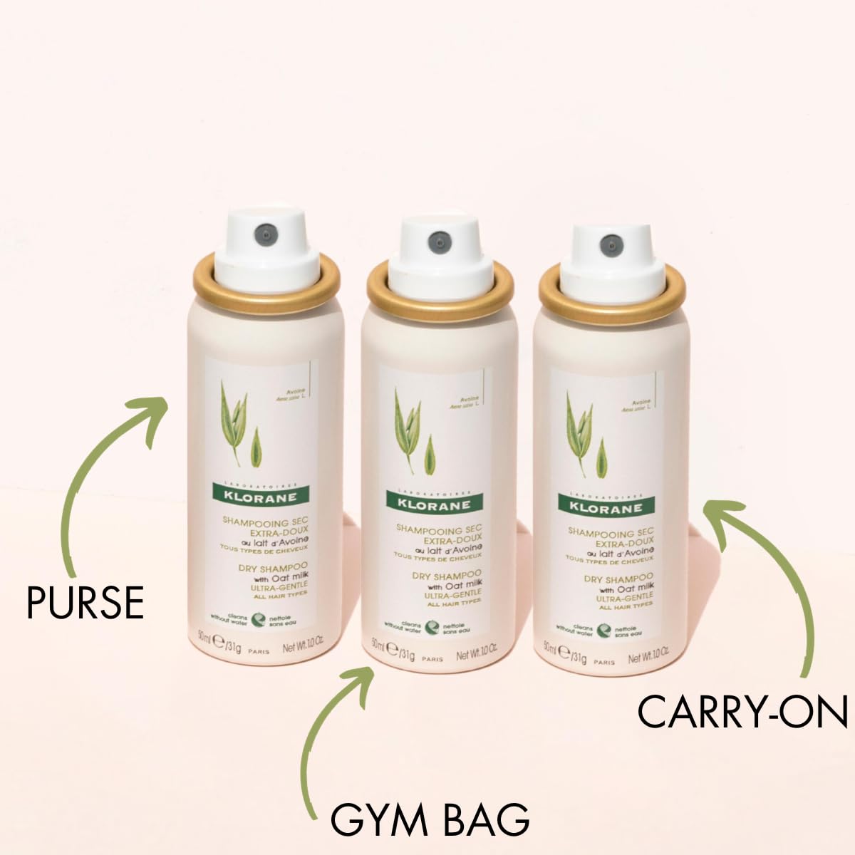 Klorane Dry Shampoo with Oat Milk 3-To-Go Bundle Beauty and Personal Care Klorane