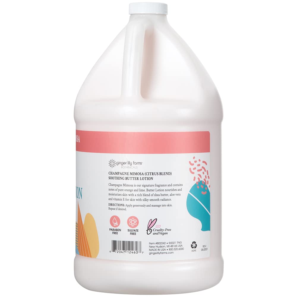 Ginger Lily Farms Botanicals Soothing Butter Lotion for Dry Skin, Champagne Mimosa, 100% Vegan & Cruelty-Free, Citrus Blend Scent, 1 Gallon (128 fl Beauty & Personal Care Ginger Lily Farms