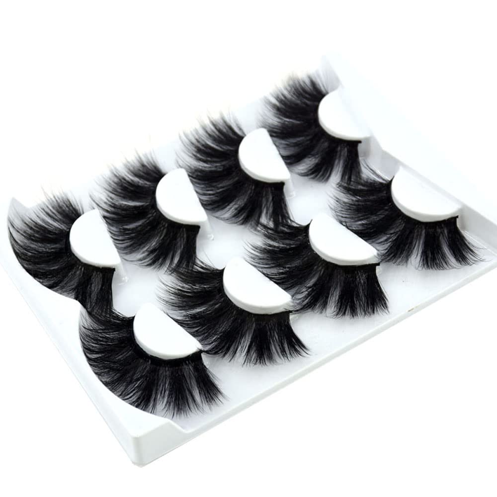 HBZGTLAD NEW 4 Pairs 3D Mink Hair False Eyelashes Criss-cross Wispy Cross Fluffy length 25mm Lashes Extension Handmade Eye Makeup Tools (MDR-5) Beauty & Personal Care HBZGTLAD