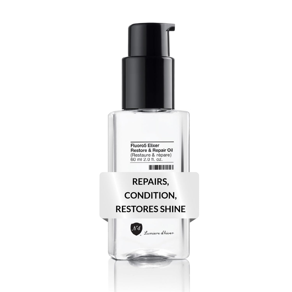 Number 4 Hair Oil, Fluoro5 Elixir Restore & Repair, Anti Frizz Serum for Damaged Hair, 2.0 oz - N4 Hair Care