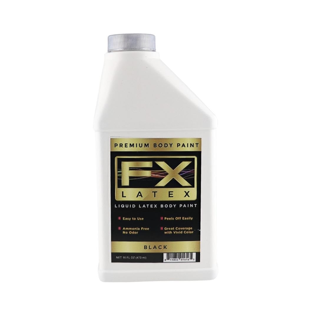 Liquid Latex - Face and Body Paint, Ammonia Free, Easy On and Off, Cosplay Makeup, Create Professional Monster, Zombie Arts 16 Oz (Black) Beauty & Personal Care Liquid Latex Fashions
