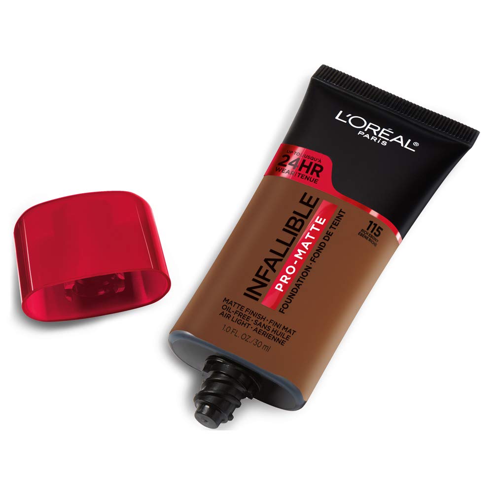 L'Oreal Paris Cosmetics Makeup Infallible Pro-Matte Liquid Longwear Foundation, Rich Ebony, 1 fl oz.