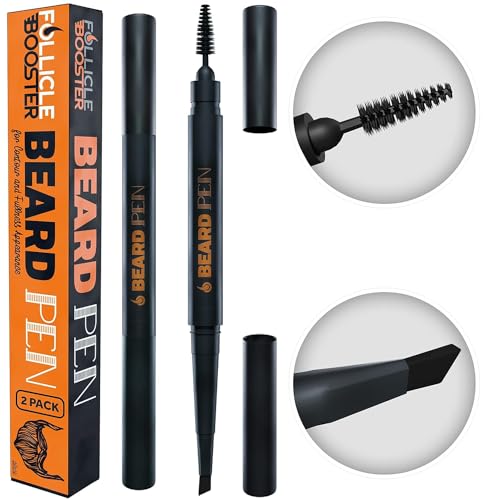 Beard Pen Filler for Men - Barber Styling Grooming Pencil - Waterproof, Sweat Proof, Long Lasting Solution with Natural Finish - Cover Beard and Scalp Beauty & Personal Care FOLLICLE BOOSTER