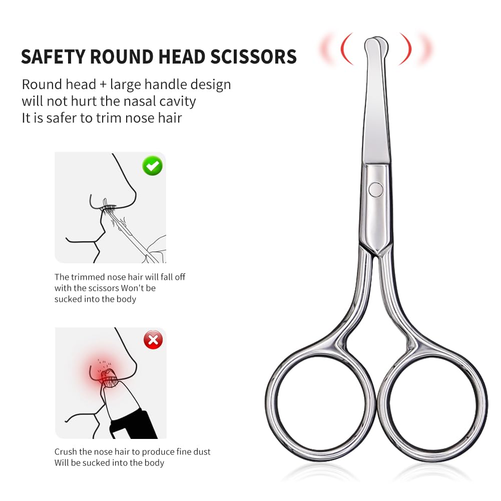 AsonTao Small Scissors With Round Tip Design - Professional Grooming for Hair, Eyelashes, Nose, Eyebrow Trimming, Mustache - Will Not Hurt the Nasal Beauty and Personal Care AsonTao