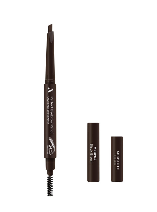 Absolute New York Perfect Eyebrow Pencil Dual-Ended To Shape, Fill, and Define Eyebrows (MEBP02 Black Brown Hard) Beauty & Personal Care Absolute New York