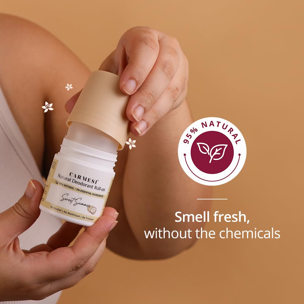 Carmesi Natural Deodorant Roll On for Women - No Aluminum & Alcohol-Free - Fights Body Odor, Soothes & Nourishes Underarms - Non-Sticky, Long-Lasting Beauty and Personal Care Carmesi