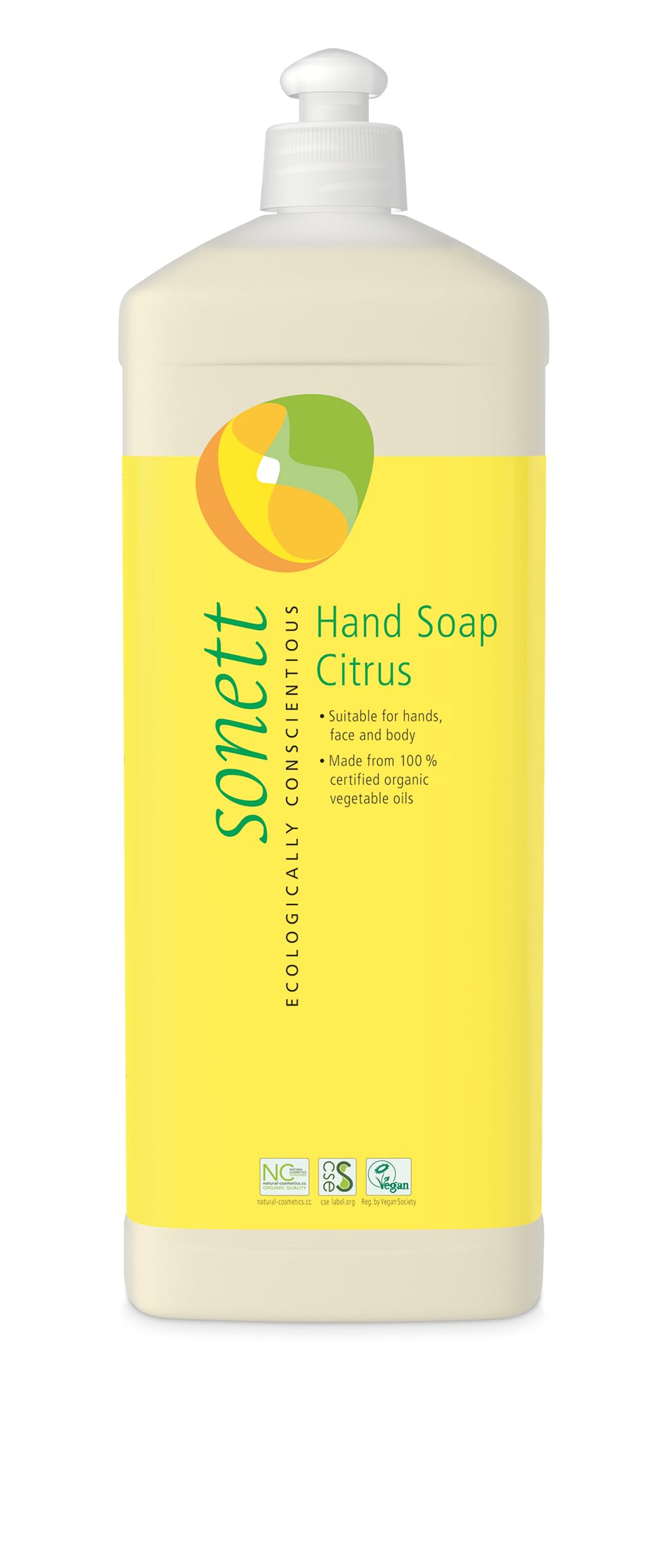 Sonett Organic Hand Soap Citrus 1 Litre Body Care Suitable for Hands, Face and Body (1 Count) Certified Organically Grown Beauty & Personal Care Sonett