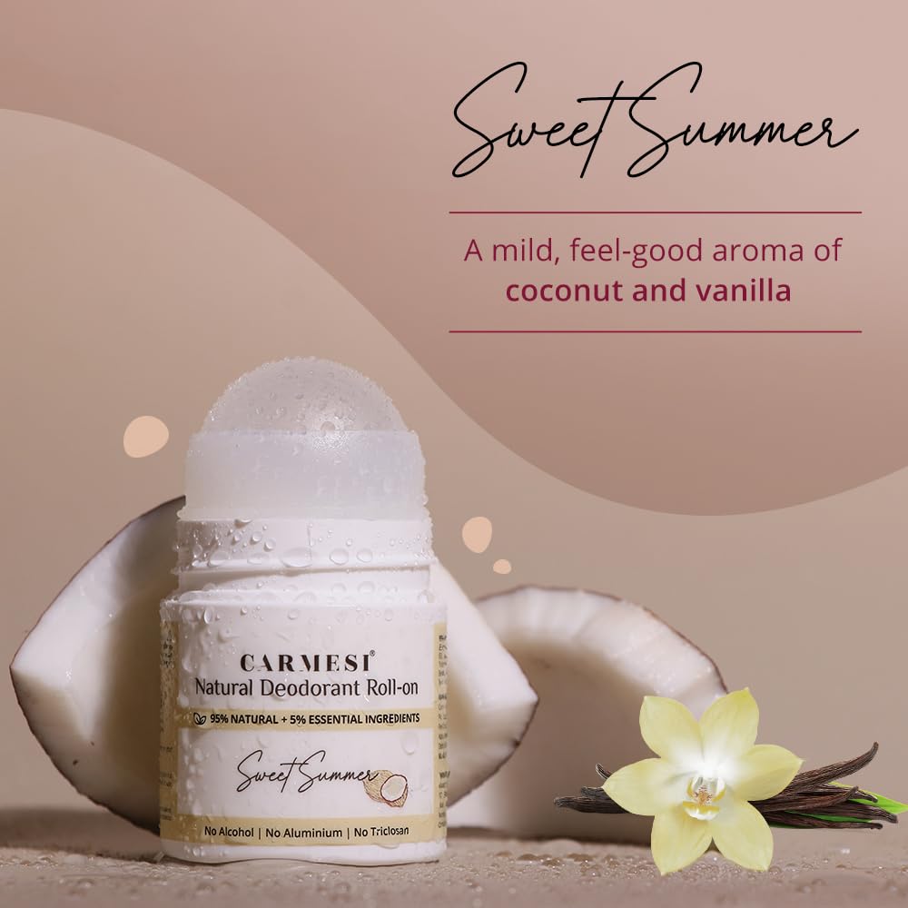 Carmesi Natural Deodorant Roll On for Women - No Aluminum & Alcohol-Free - Fights Body Odor, Soothes & Nourishes Underarms - Non-Sticky, Long-Lasting Beauty and Personal Care Carmesi