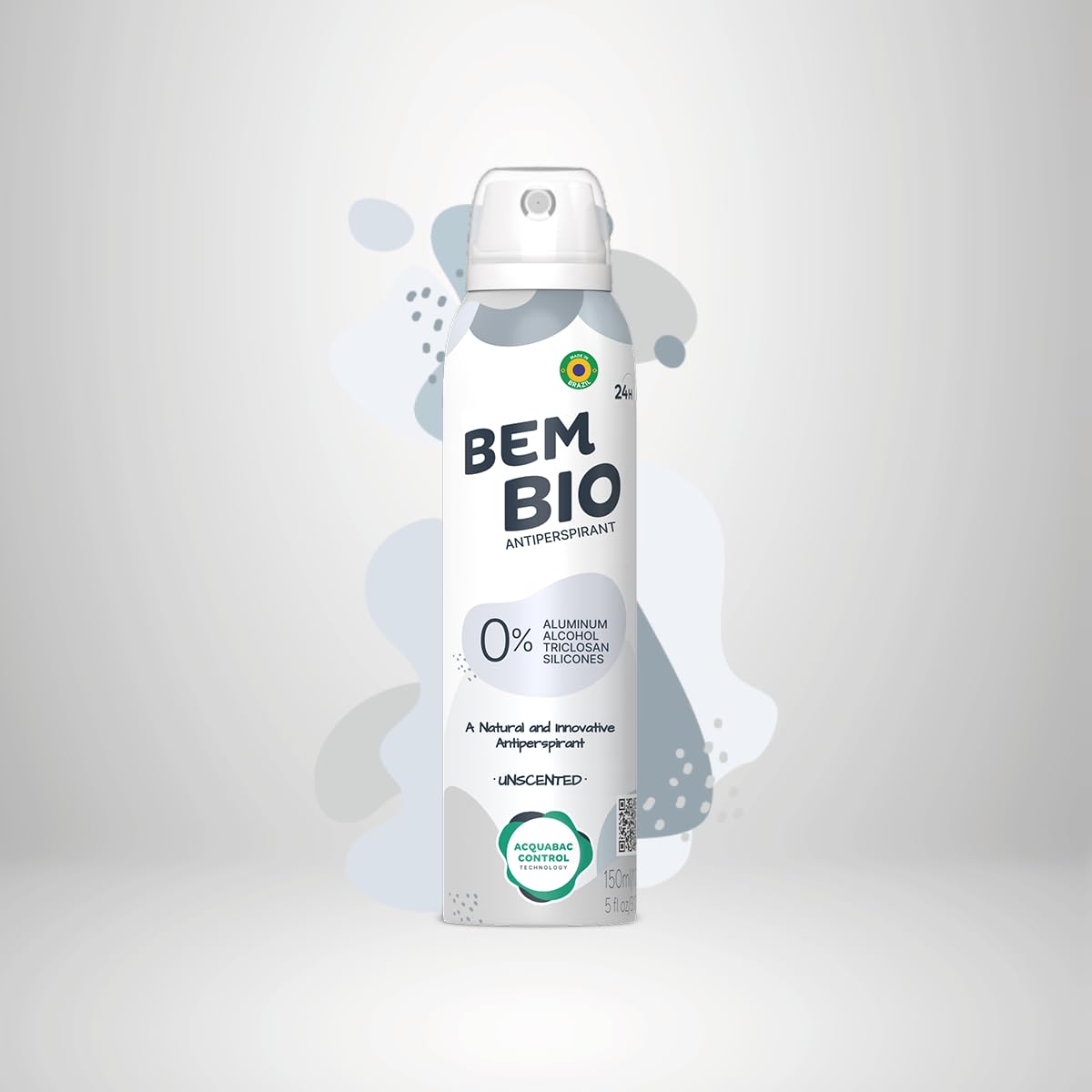Bem Bio Unscented Biotranspirant Deodorant Natural, Aluminum-Free, Vegan, 24-Hour Protection, 150ml (5.07 fl oz) Beauty and Personal Care BEM BIO