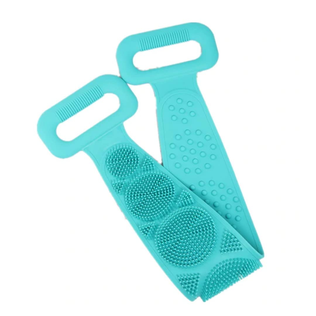 Suzec Silicone Body Back Scrubber, Double Side Bathing Brush for Skin Deep Cleaning Massage, Dead Skin Removal Exfoliating Belt for Shower, Easy Beauty and Personal Care Suzec