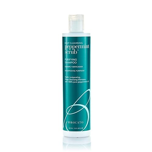 Brocato Peppermint Scrub Purifying Shampoo, Deep Cleansing, 10 Oz. | Fresh, Invigorating, & Lightweight with Pure Peppermint Oil | Ideal for Oily Beauty & Personal Care Brocato