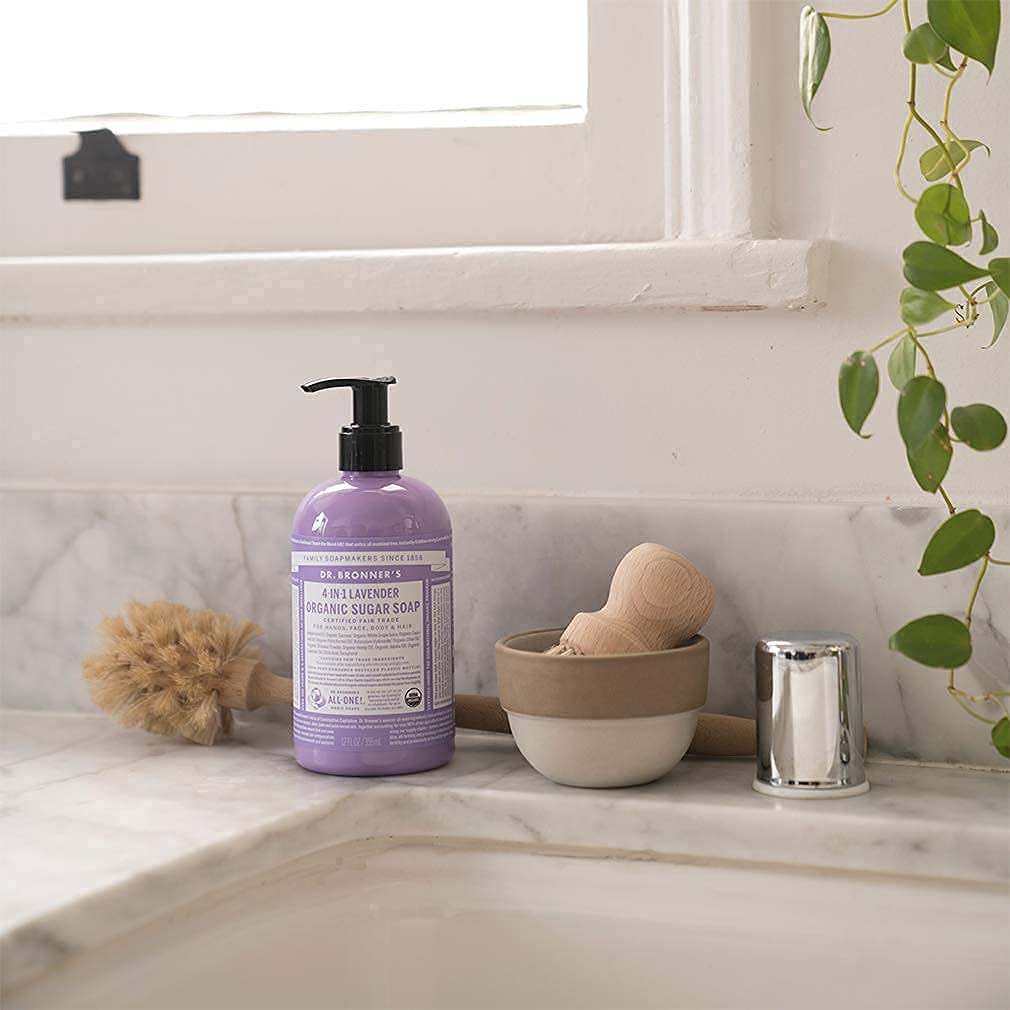 Dr. Bronner's - Organic Sugar Soap (12 oz Variety Pack) Lavender, Peppermint, Tea Tree, & Lemongrass - Made with Organic Oils, Sugar & Shikakai Beauty & Personal Care Dr. Bronner's