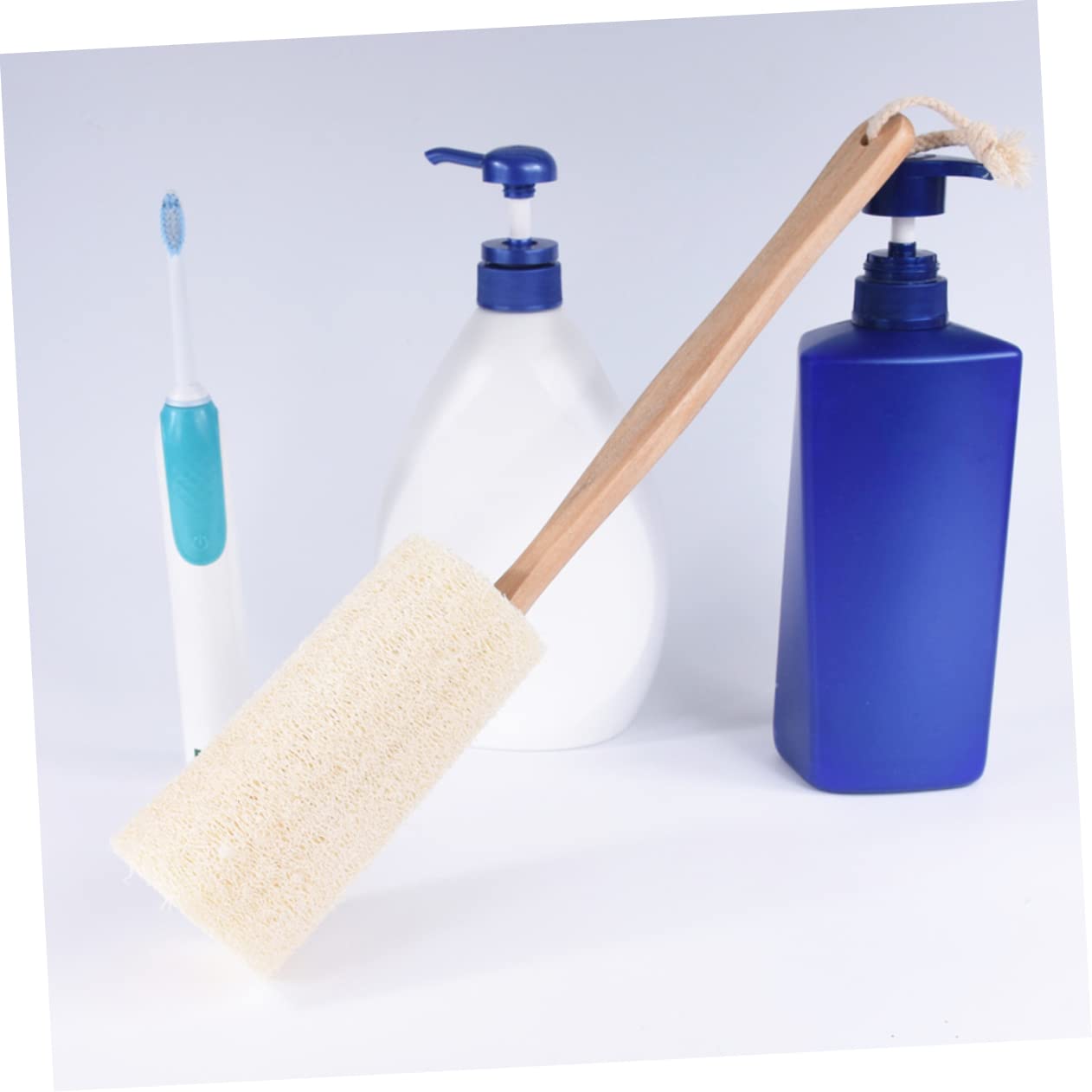 OUNONA Natural Exfoliating Shower Brush with Long Wooden Handle Raw Wood Body Scrubber Loofah for Gentle Bathing and Smooth Skin Suitable for Oily Beauty and Personal Care OUNONA