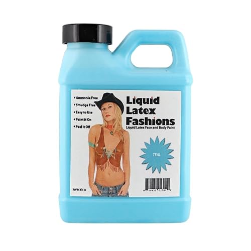 Teal 8 Oz - Liquid Latex Face and Body Paint, Ammonia Free No Odor, Beautiful Arts and Crafts, Nail Protector, Butterfly Designs, Squidward Cosplay Beauty & Personal Care Liquid Latex Fashions