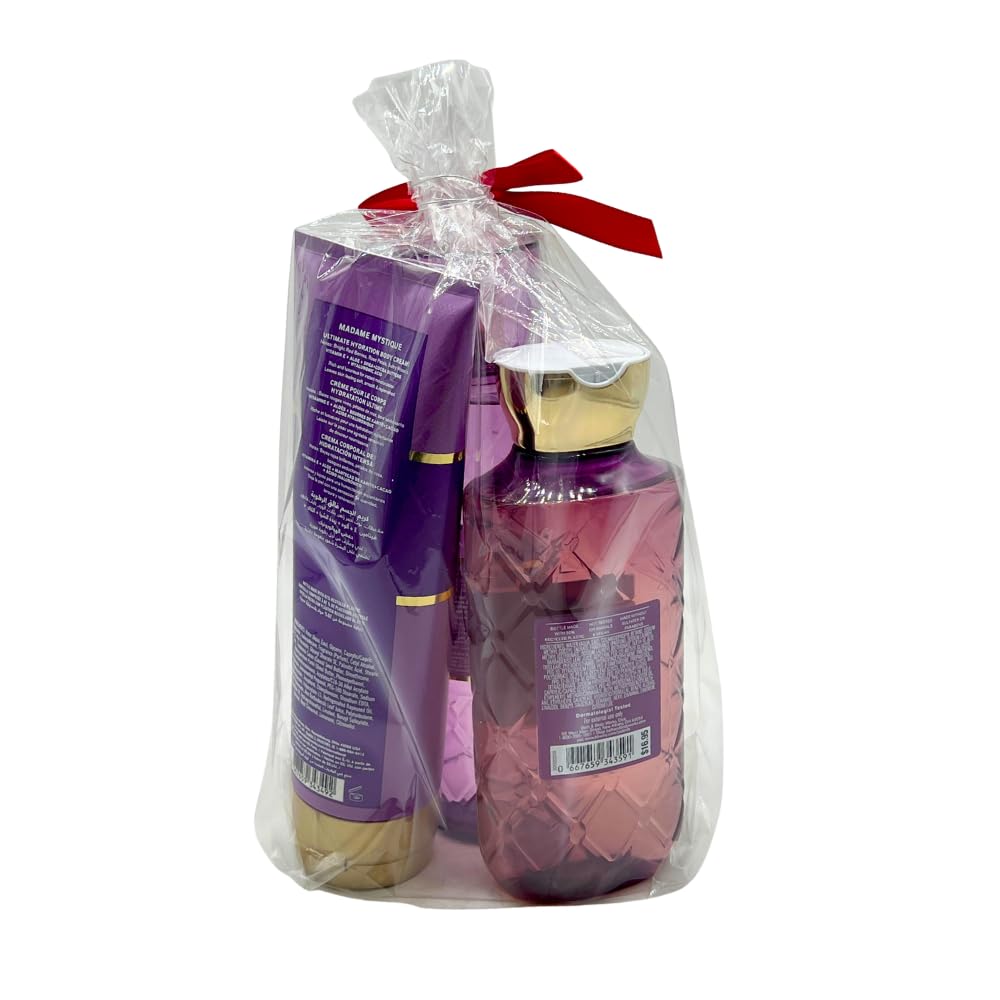 Bath & Body Works MADAME MYSTIQUE Fine Fragrance Mist, Ultimate Hydration Body Cream & Body Wash 3-piece Gift Set with a Red Bow for Holidays - Full Beauty and Personal Care Bath & Body Works