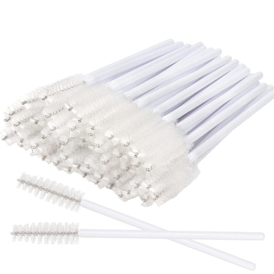 300 Pack Eyelash Mascara Wands Disposable Lash Brushes for Extensions Makeup Brush Applicators Tool Kit, White/White Beauty & Personal Care Mekupeu