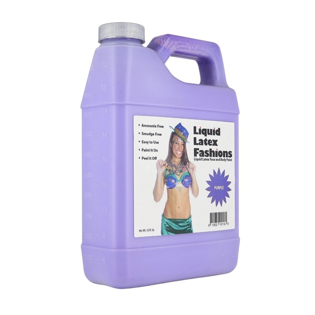 Purple 32 Oz - for Adults and Kids, Zombie Skin Makeup Paint, Ideal for Schools, Parties, Theater, Cosplays, Carnivals, Grimace, Thanos, Bonnie Purple Beauty & Personal Care Liquid Latex Fashions