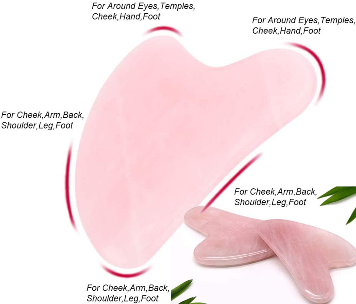 Gua Sha Massage Tool - 100% Natural Rose Quartz Heart Shape Jade Gua Sha Facial Tools for SPA Acupuncture Therapy Trigger Point Treatment, Gua Sha Beauty & Personal Care YY-INNOV