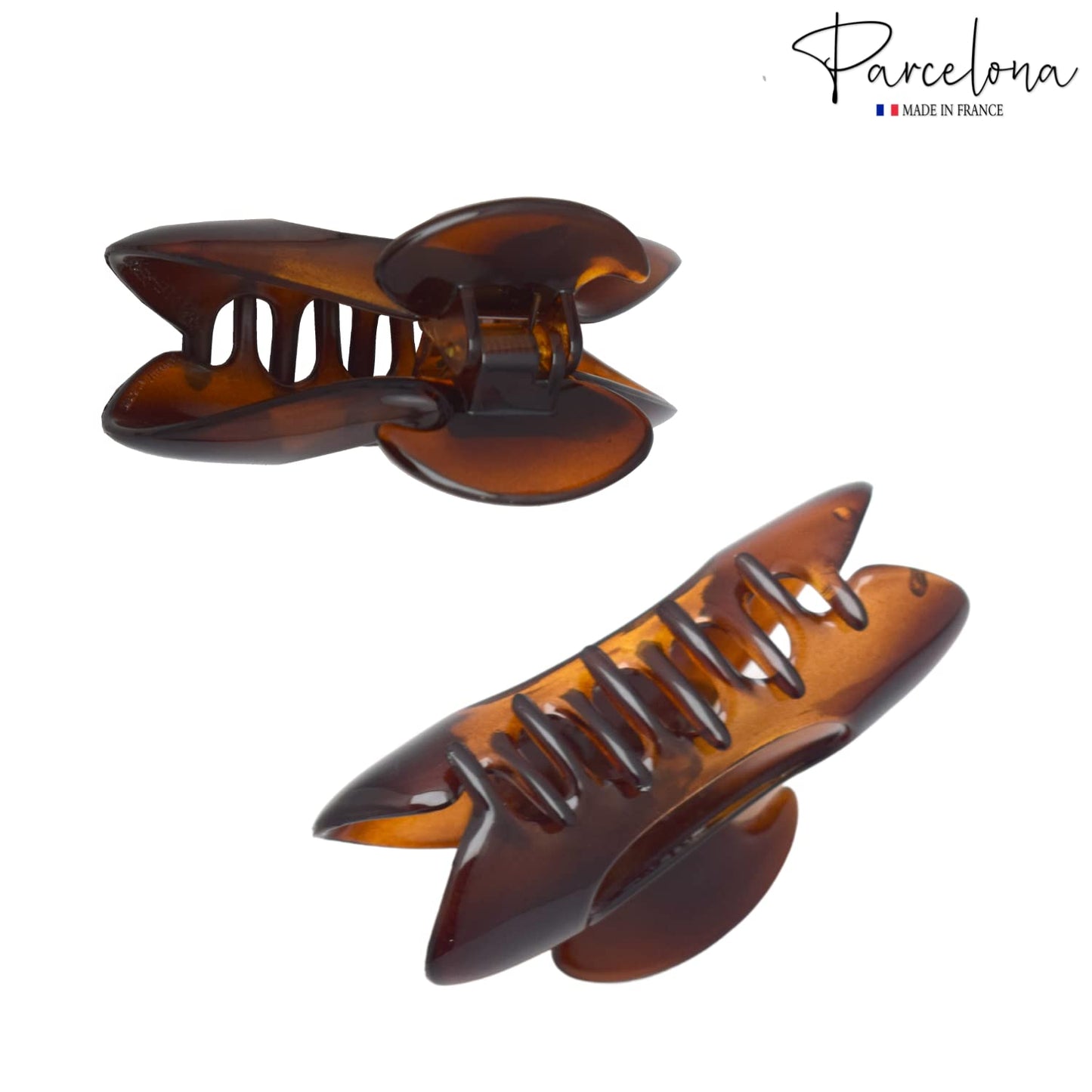 Parcelona French Ovale Medium 3.5 Inch Tortoise Shell Brown Celluloid Covered Spring Hair Claw Clip Clamp for Women Beauty & Personal Care Parcelona