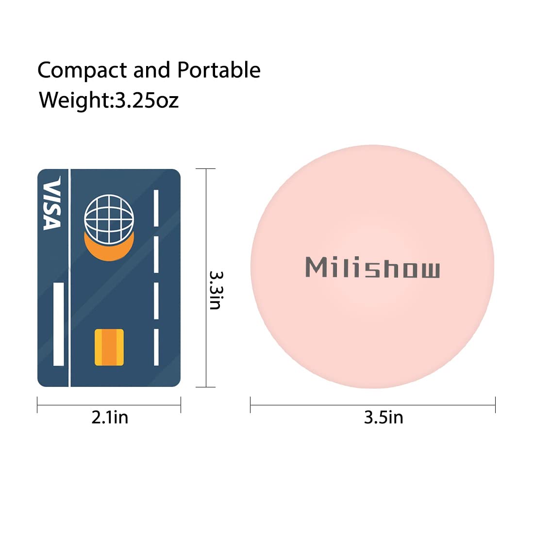 Milishow Compact Mirror with LED Light,1x/10x Magnifying Rechargeable Mirror,3.5in, Dimmable Travel Mirror for Purse,Pocket,Handheld 2-Sided Makeup Beauty & Personal Care Milishow