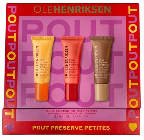 Ole Henriksen Pout Preserve Petites Lip Trio - Mini Peptide Lip Treatments in Citrus Sunshine, Strawberry Sorbet, and Crème Brûlée - 3 x 0.25 fl. oz Beauty & Personal Care Ole Henriksen