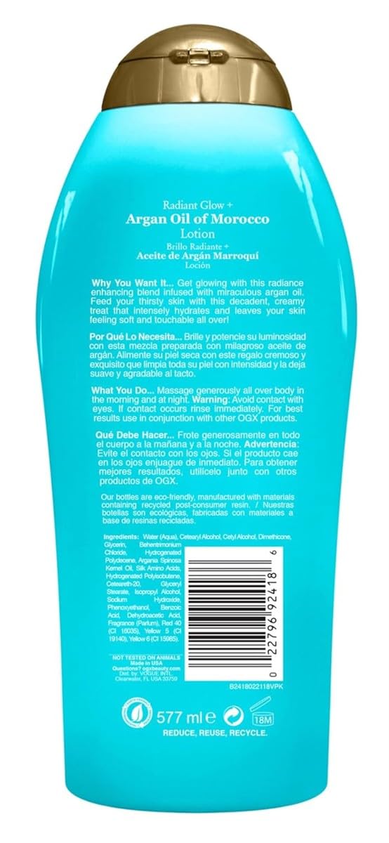 Ogx Body Lotion Argan Oil Of Morocco Extra Hydrating 19.5 Ounce (577ml) (Pack of 3) Beauty & Personal Care OGX
