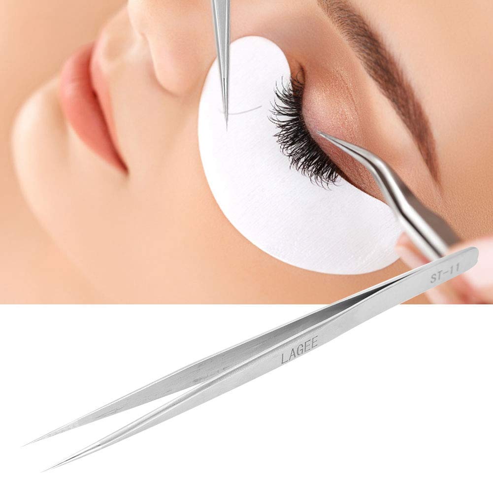 5.51" Stainless Steel Pointed Straight Tweezer, Professional Eyelash Extension Straight Tweezers for Nail Art Hair Eyebrow Beauty and Personal Care Pongnas