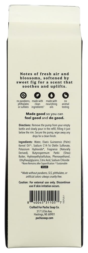 PACHA SOAP White Blossom & Fig Refill Hand Soap, 32 FZ Beauty & Personal Care Pacha Soap Co