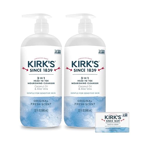 Kirk's Original Fresh 3-in-1 Nourishing Cleanser and Travel Bar Soap, Shampoo Body Wash Bubble Bath, Coconut Oil and Aloe Vera, Vegan Non-GMO, 32 Fl Beauty & Personal Care Kirk's