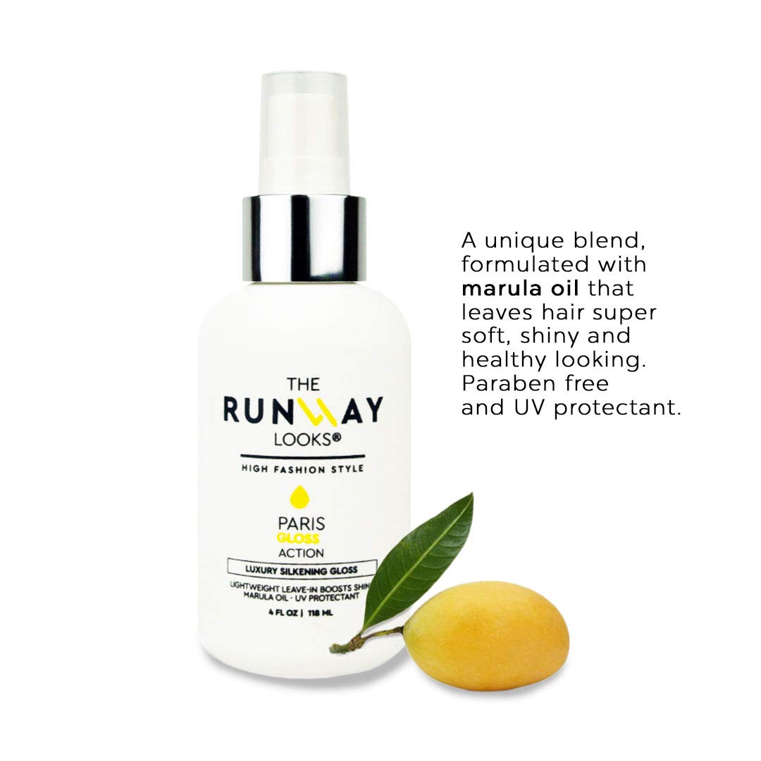 The Runway Looks Gloss Luxury Silkening Sheen, Marula Oil Infused Leave-In Spray to Boost Shine & Softness, Non-Greasy Formula (4oz) Beauty & Personal Care The Runway Looks